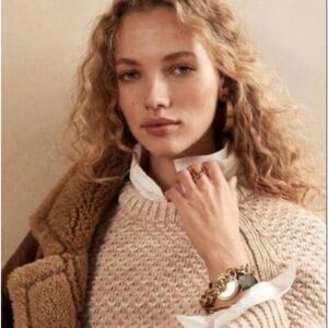 Banana Republic Beige 100% Merino Honeycomb Stitch Sweater XL